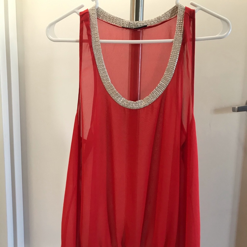 Double Zero Orange Sheer Top Size S